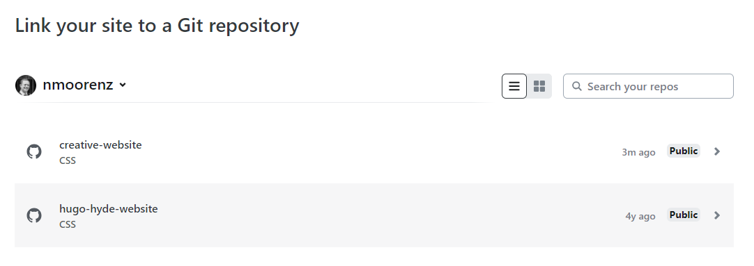 Link your site to a Git repository